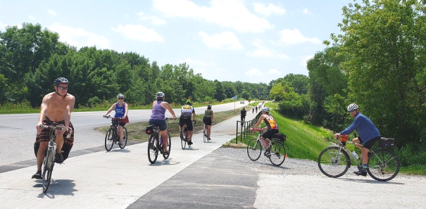 Bicyclists on the Mehaffey Bridge Trail