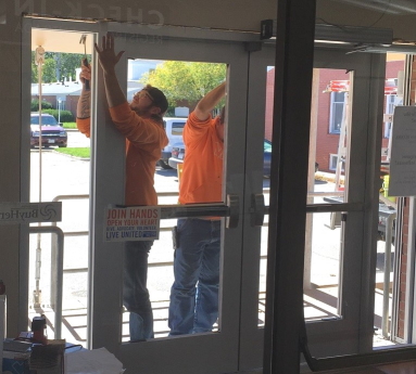 New front doors at clinic